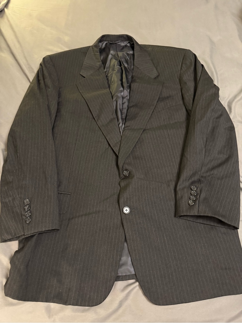 Hickey Freeman Von Maur Canterbury Suit Jacket Blazer 100% Wool Pinstripe 46 USA